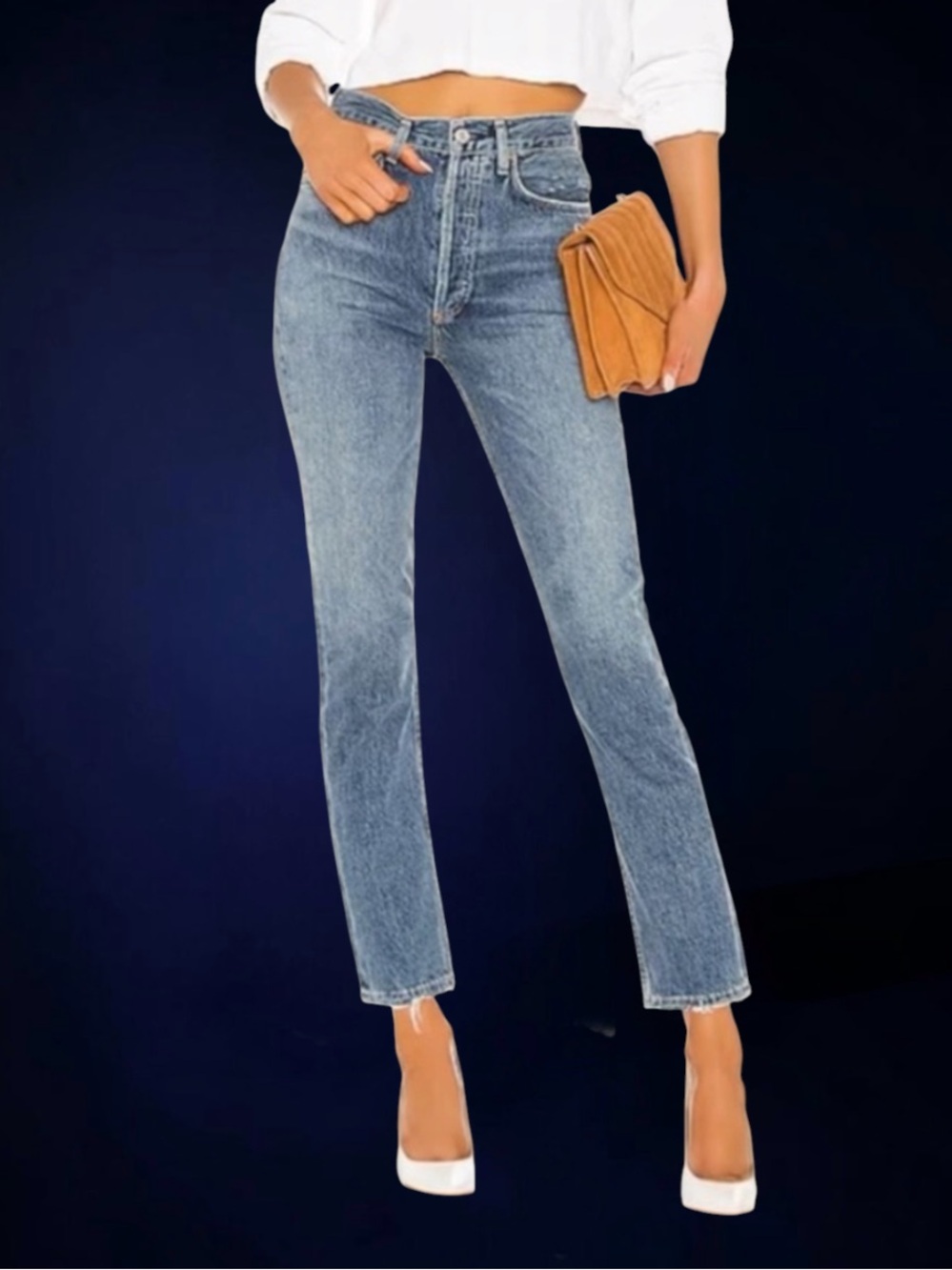 AGOLDE
Riley High Rise Straight Jeans in Frequency Size 25